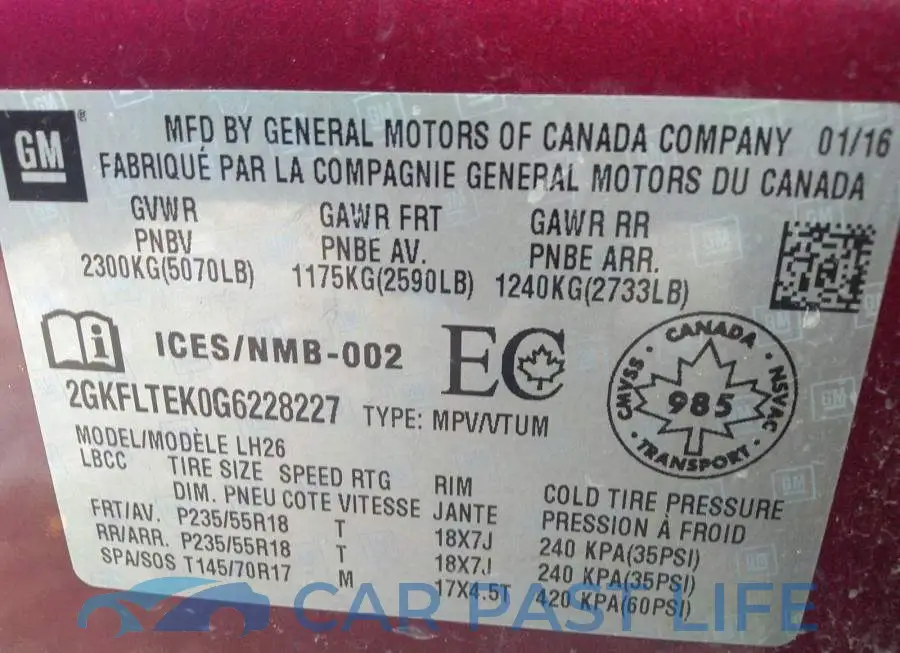2GKFLTEK0G6228227# 9