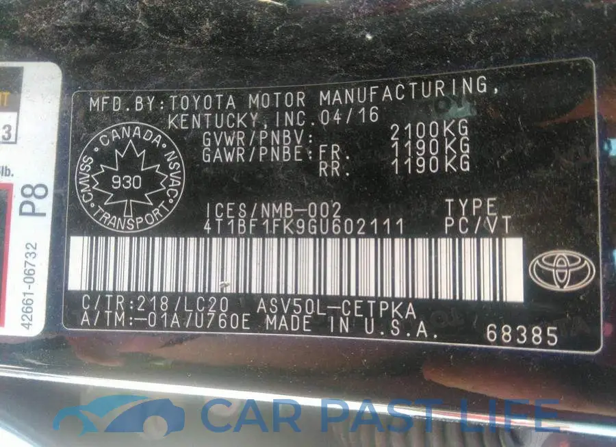 4T1BF1FK9GU602111# 9