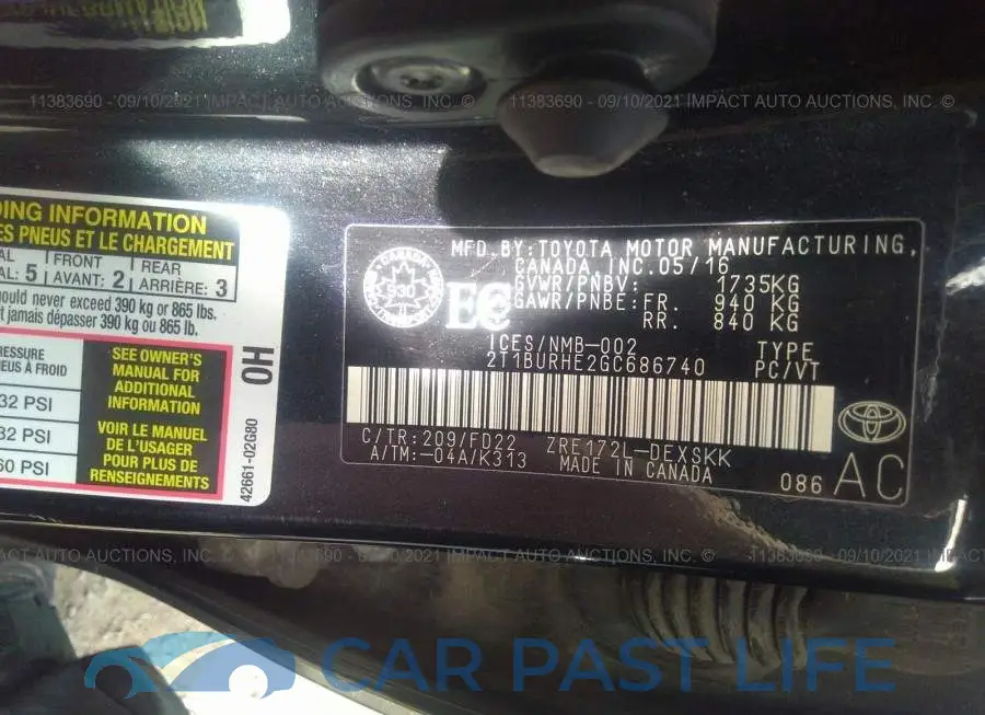 2T1BURHE2GC686740# 9