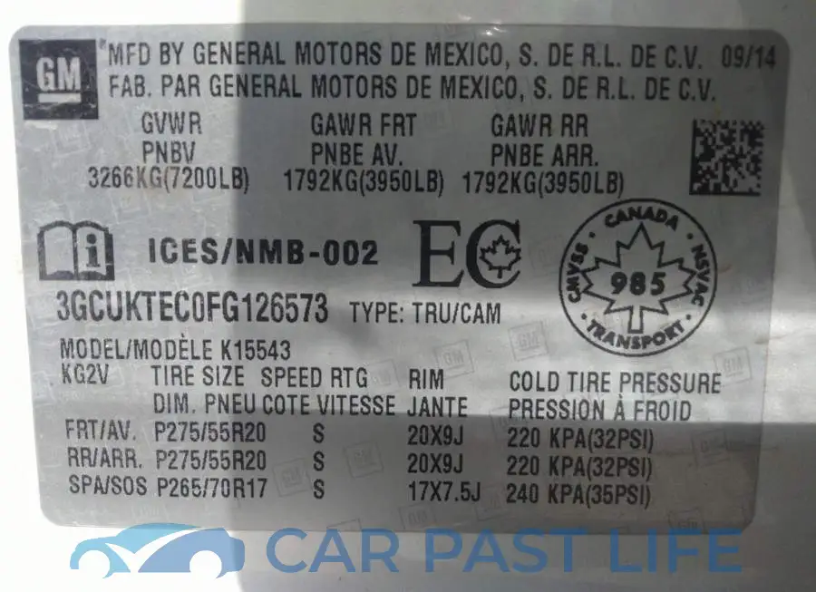 3GCUKTEC0FG126573# 9