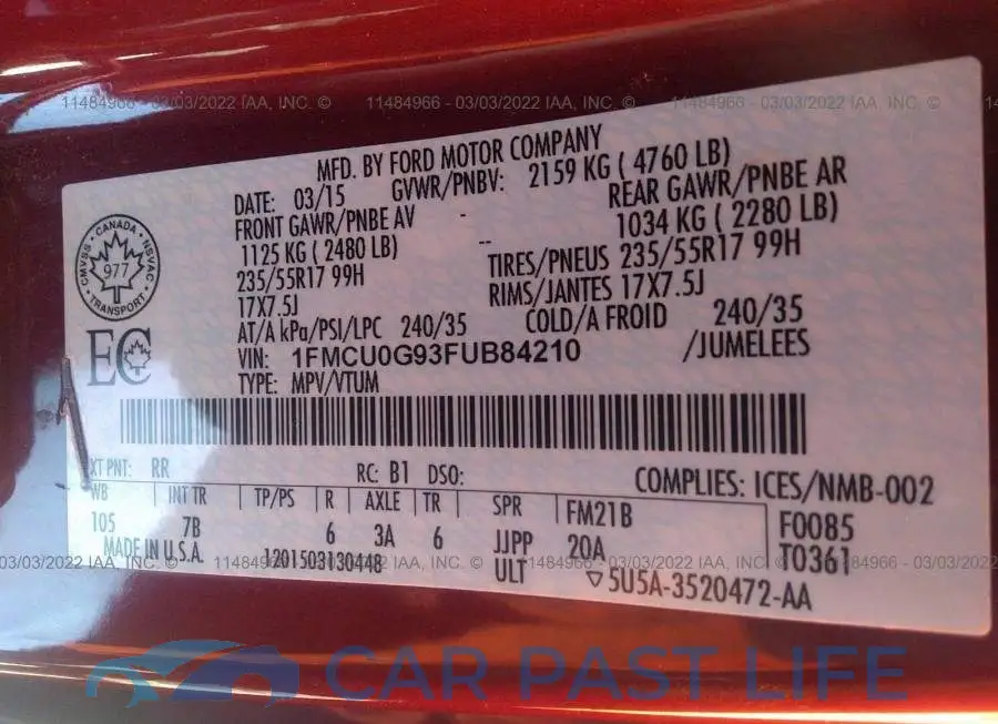 1FMCU0G93FUB84210# 9