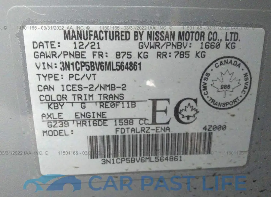 3N1CP5BV6ML564861# 9