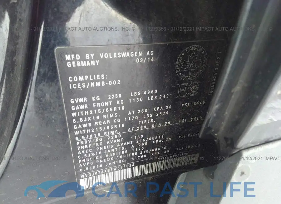 WVGJV7AX8FW533824# 9