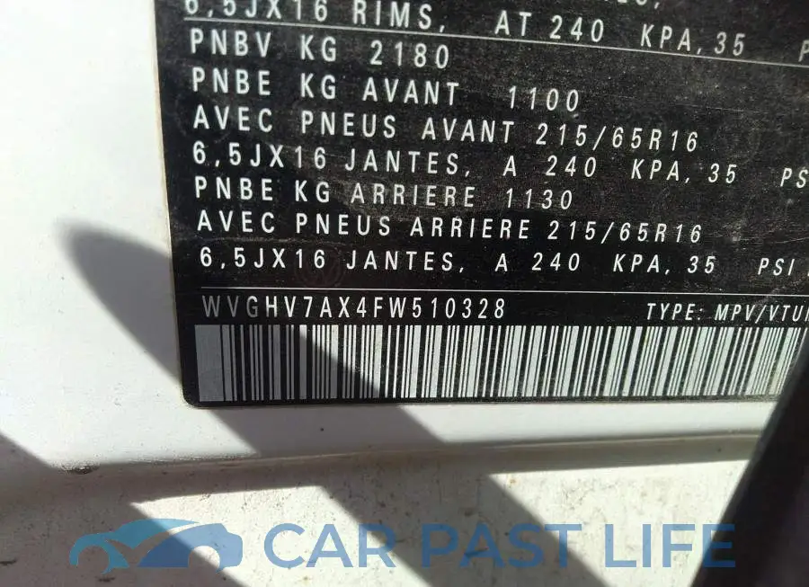 WVGHV7AX4FW510328# 9