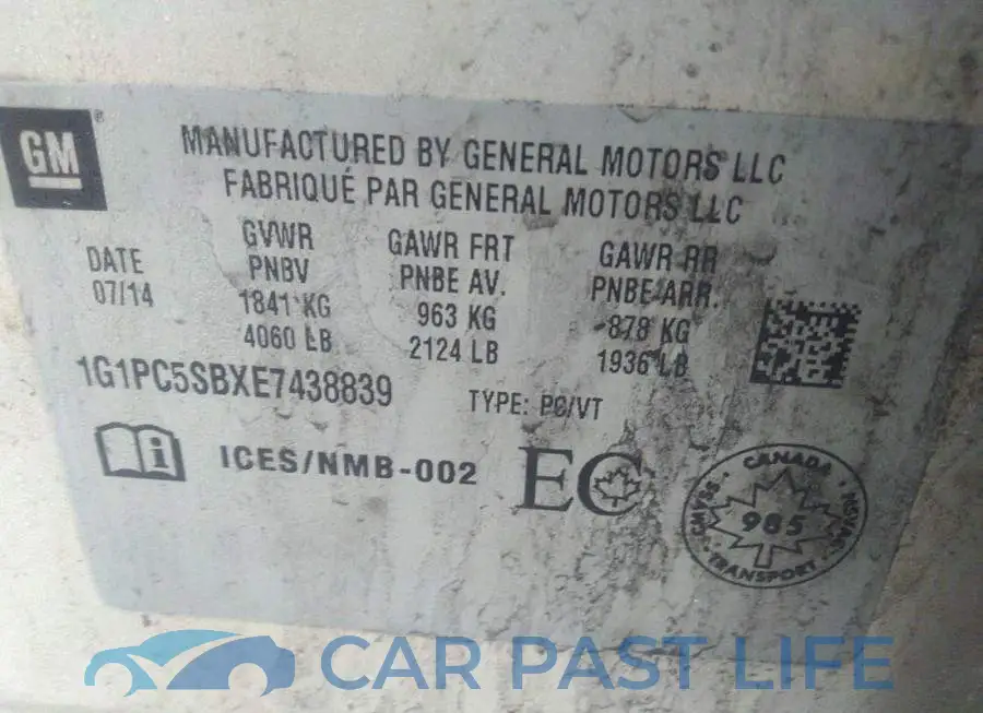 1G1PC5SBXE7438839# 9