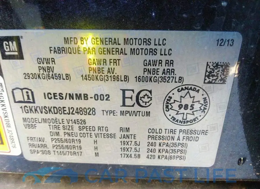 1GKKVSKD8EJ248928# 9