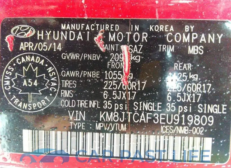KM8JTCAF3EU919809# 9