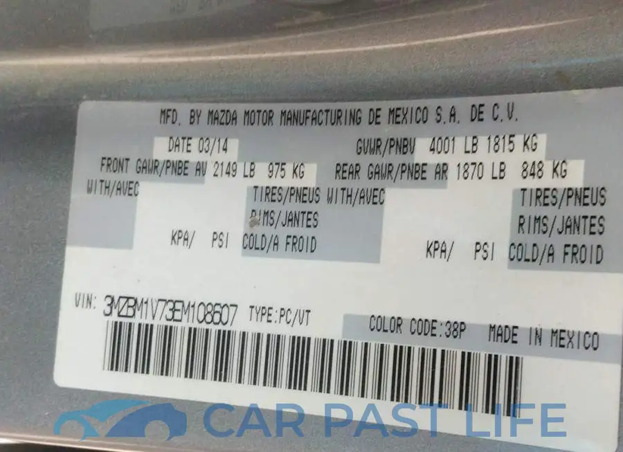 3MZBM1V73EM108607# 9