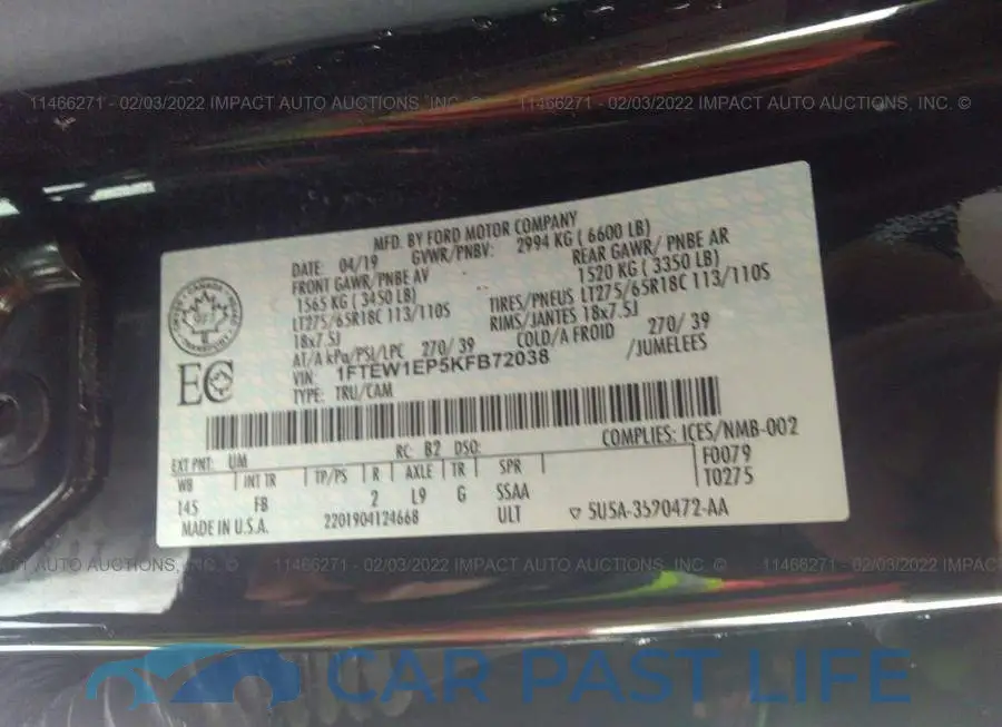1FTEW1EP5KFB72038# 9