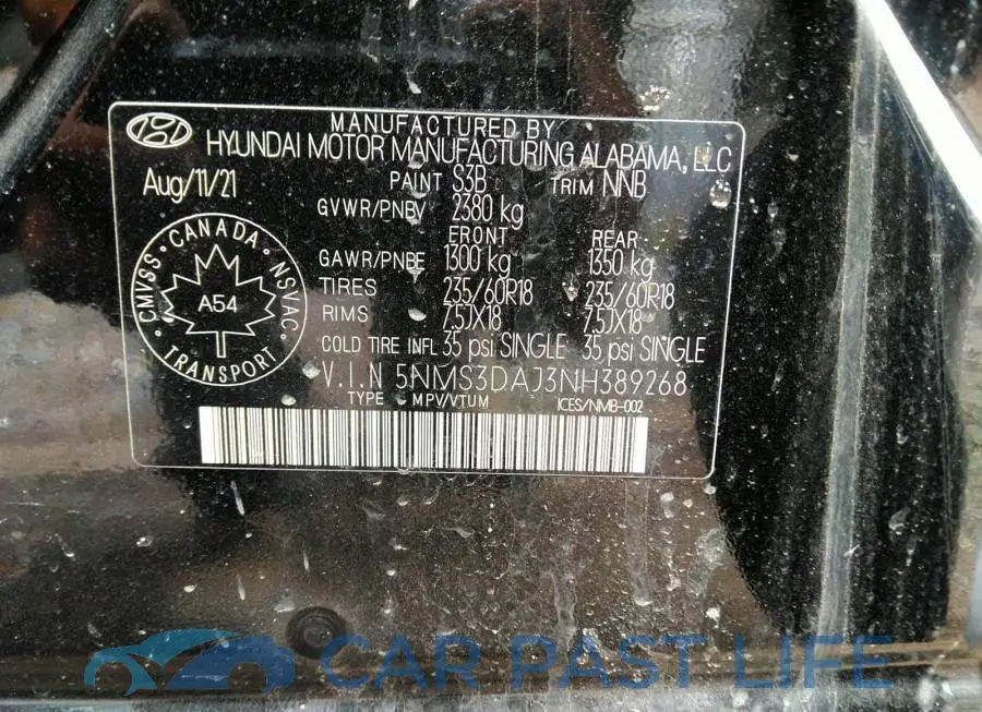 5NMS3DAJ3NH389268# 9