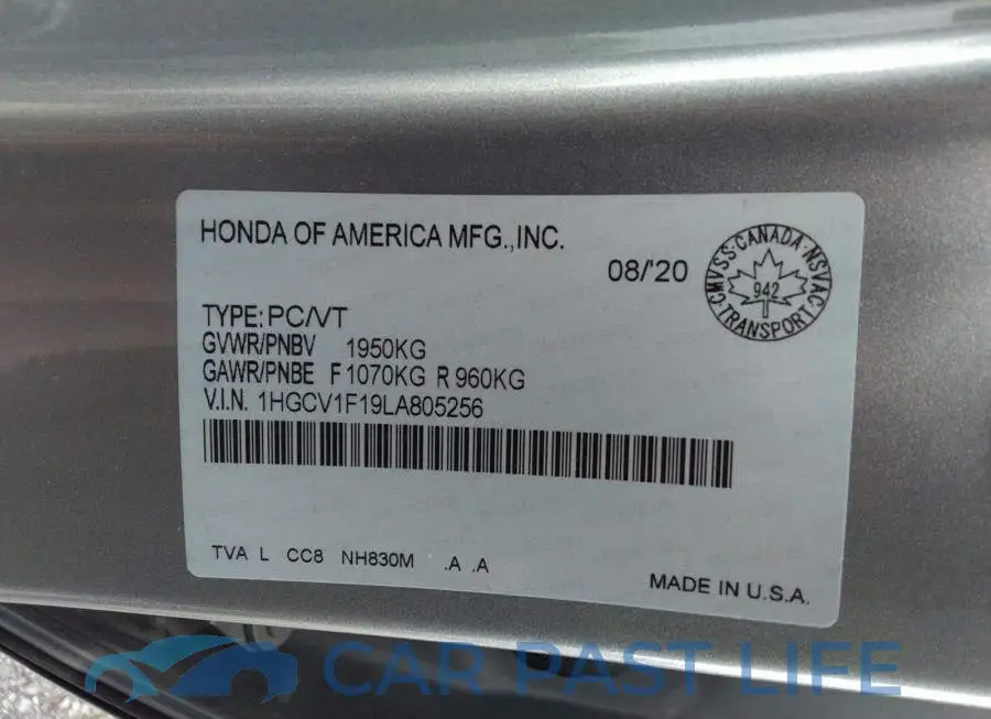 1HGCV1F19LA805256# 9