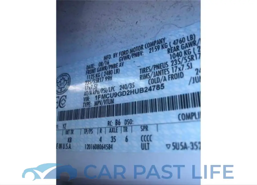 1FMCU9GD2HUB24785# 8