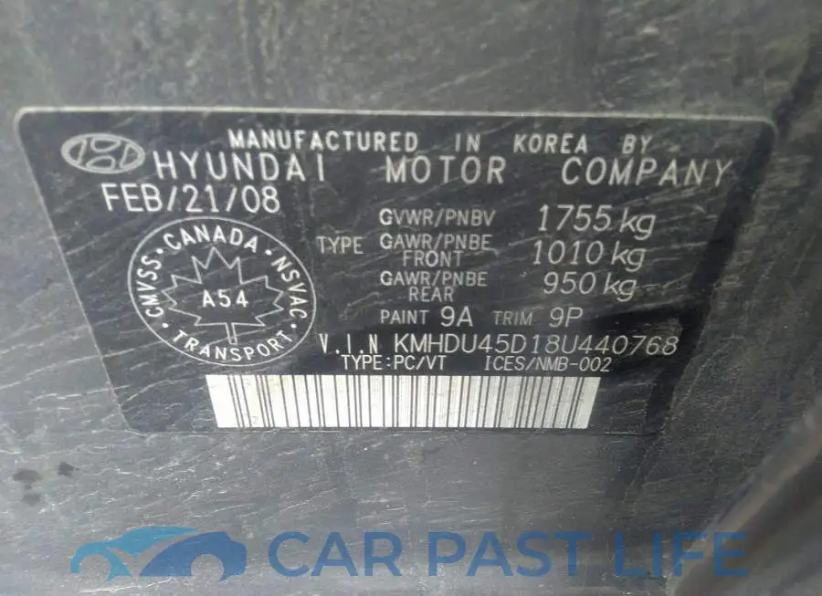 KMHDU45D18U440768# 9