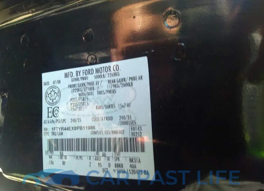 1FTYR44EX8PB11986# 9