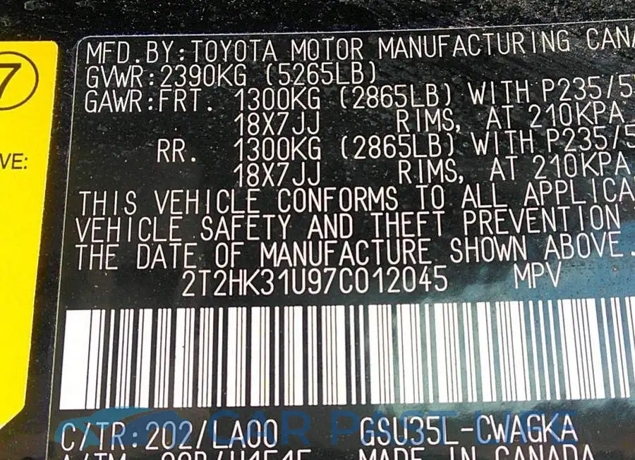 2T2HK31U97C012045# 9