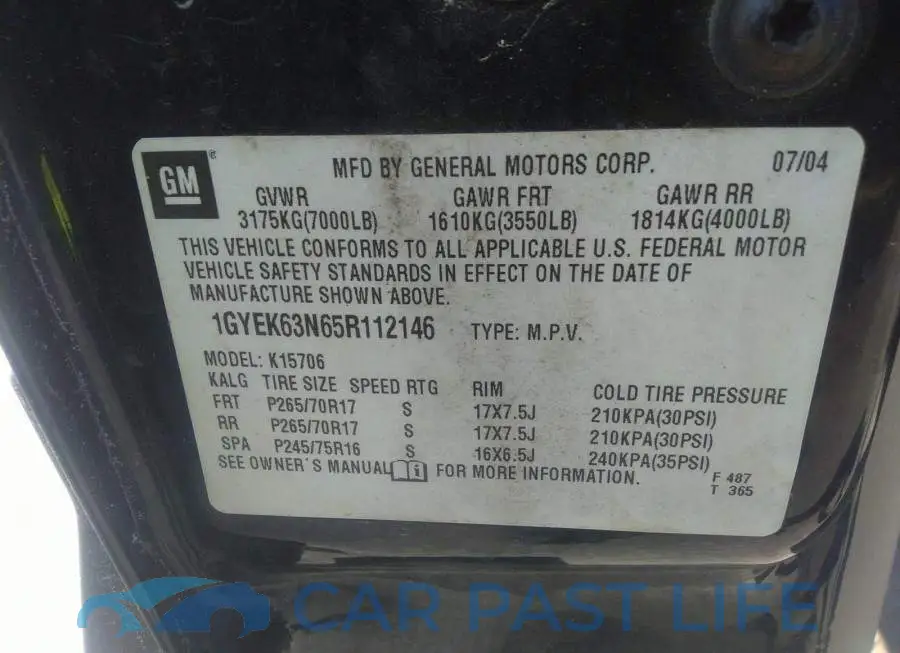 1GYEK63N65R112146# 9
