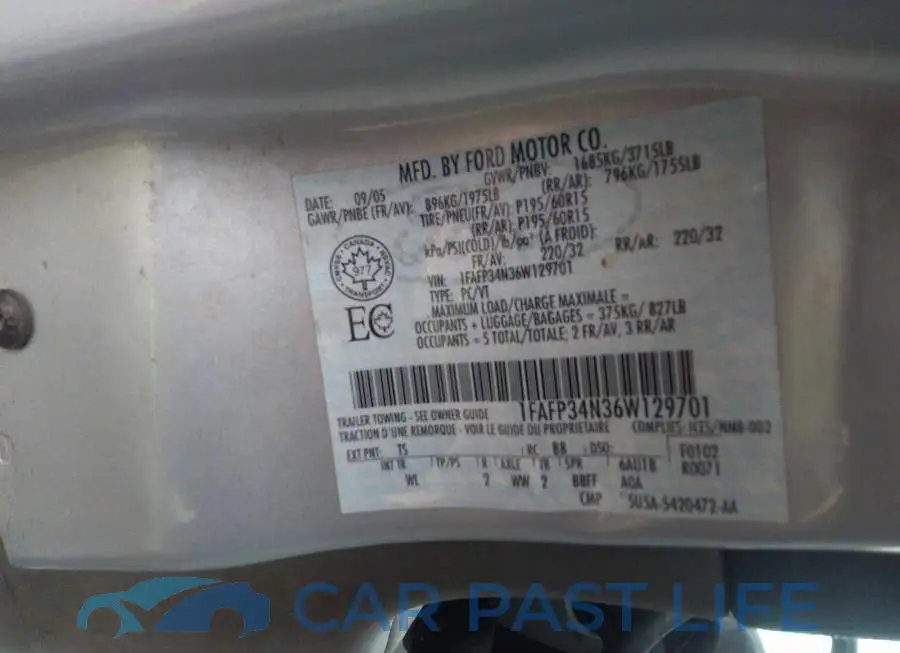1FAFP34N36W129701# 9