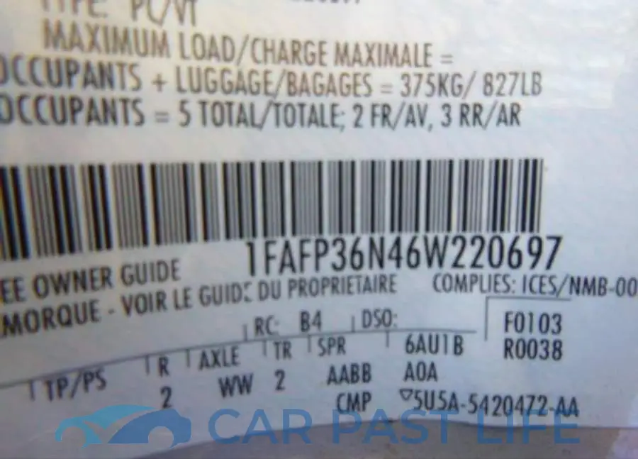 1FAFP36N46W220697# 9