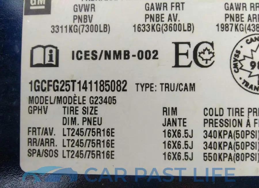 1GCFG25T141185082# 9