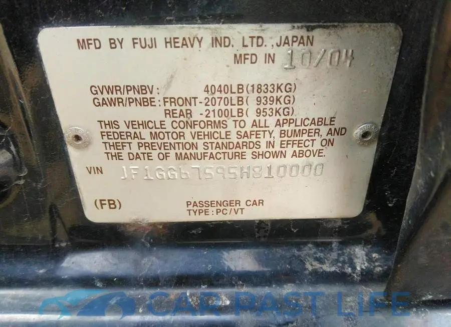 JF1GG67595H810000# 9