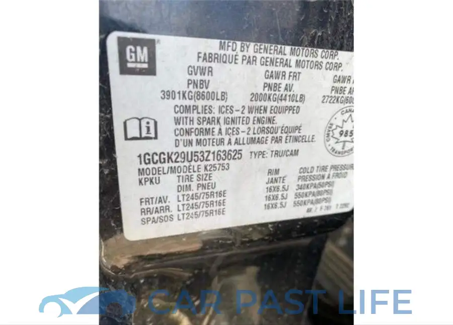 1GCGK29U53Z163625# 6