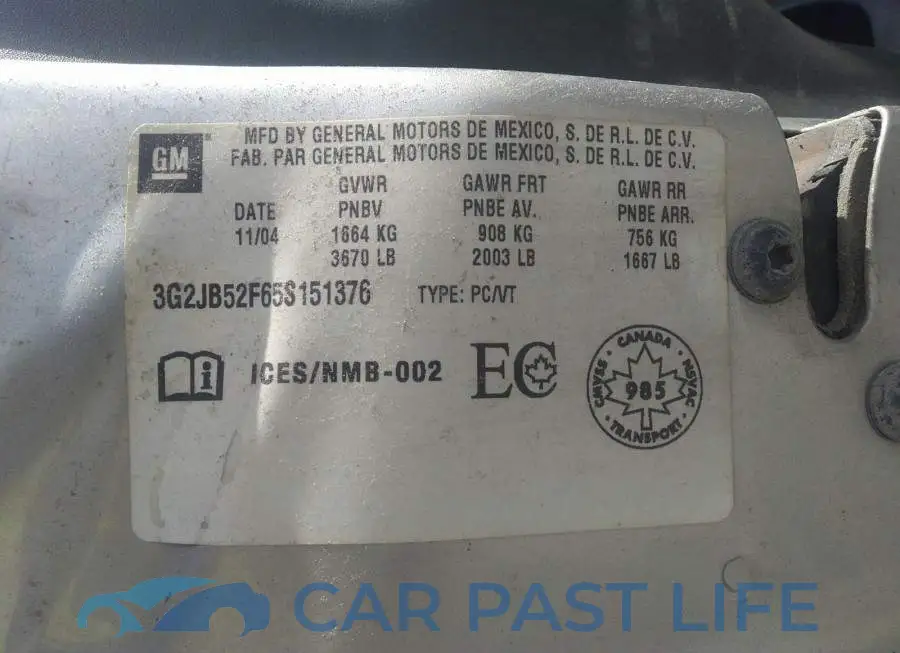 3G2JB52F65S151376# 9