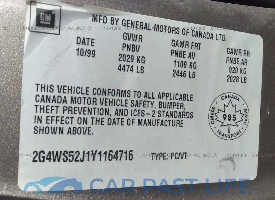 2G4WS52J1Y1164716# 9