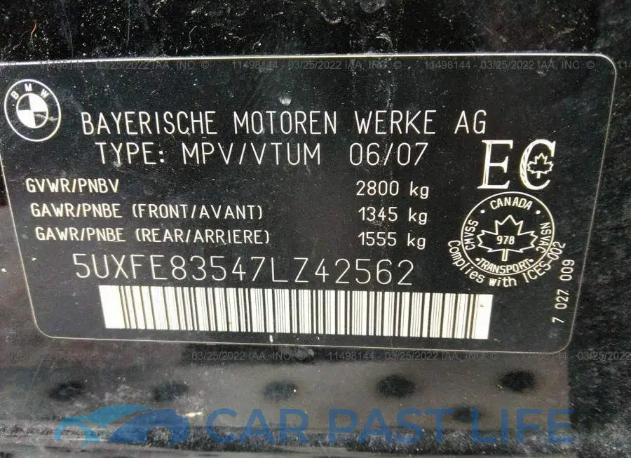 5UXFE83547LZ42562# 9