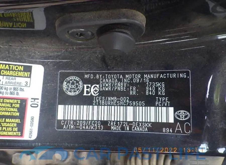 2T1BURHE5HC759505# 8
