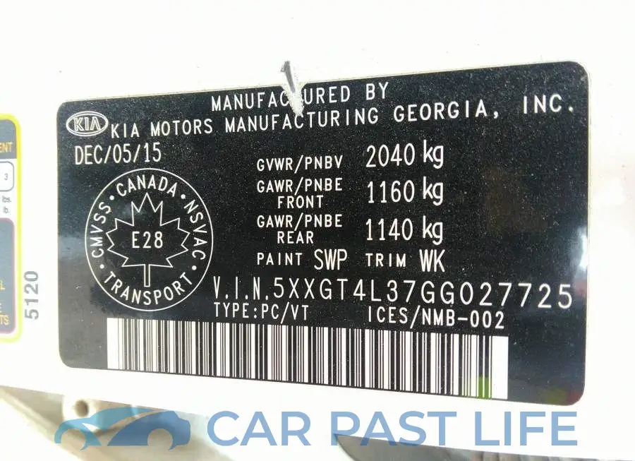 5XXGT4L37GG027725# 9