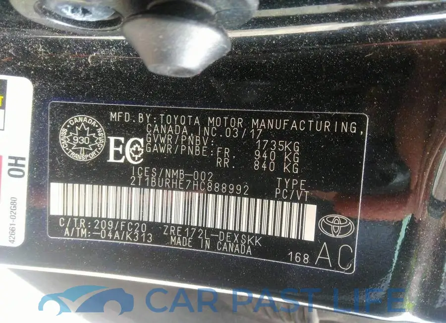 2T1BURHE7HC888992# 9