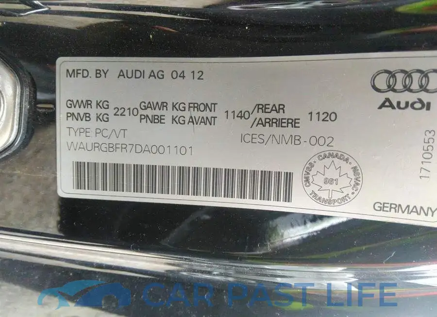 WAURGBFR7DA001101# 9