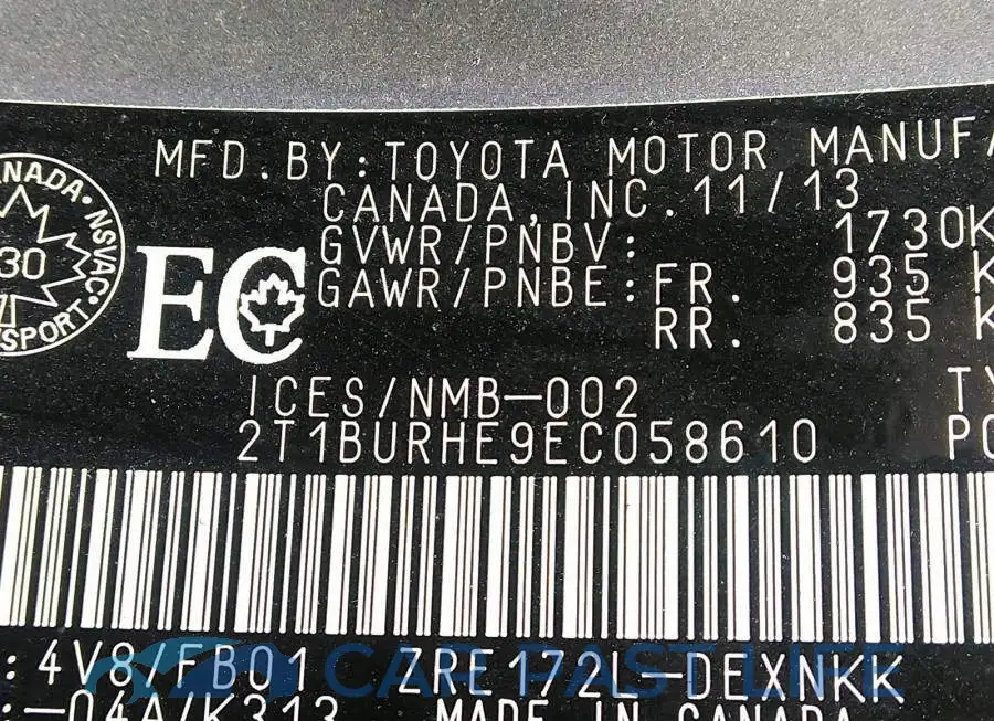 2T1BURHE9EC058610# 9