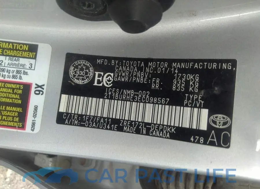 2T1BURHE3EC098567# 9