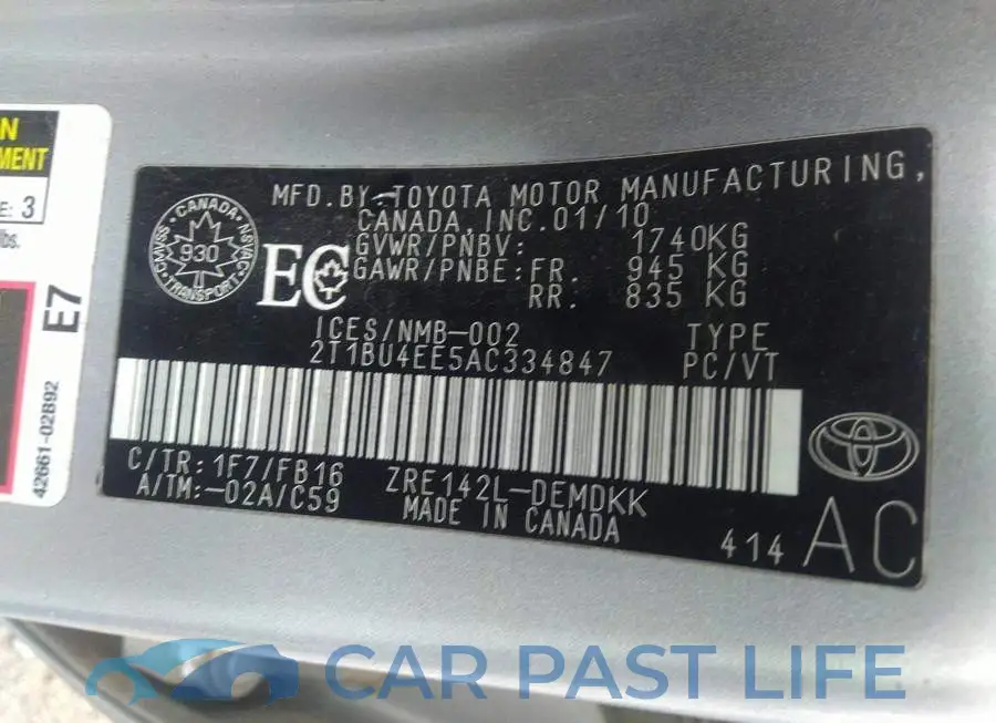 2T1BU4EE5AC334847# 9