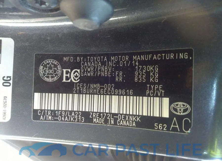 2T1BURHE6EC099616# 9