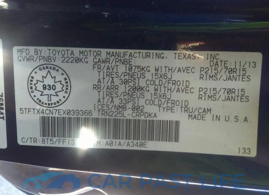 5TFTX4CN7EX039366# 9