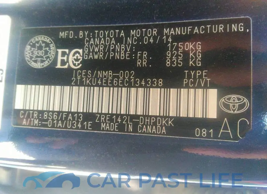 2T1KU4EE6EC134338# 9