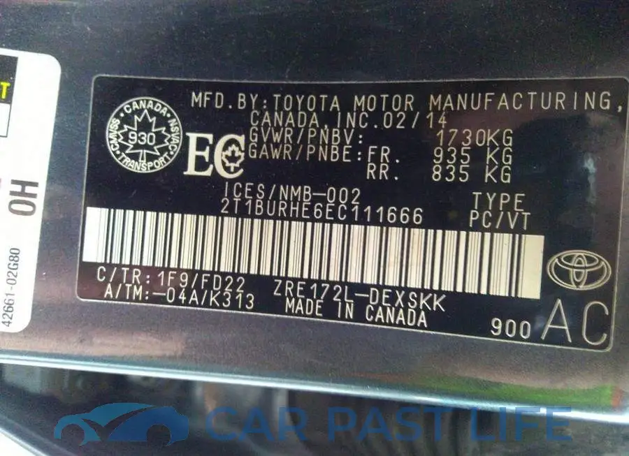 2T1BURHE6EC111666# 9