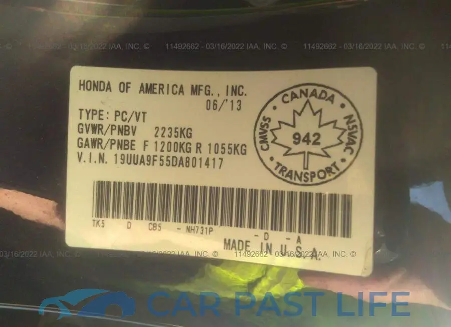 19UUA9F55DA801417# 9