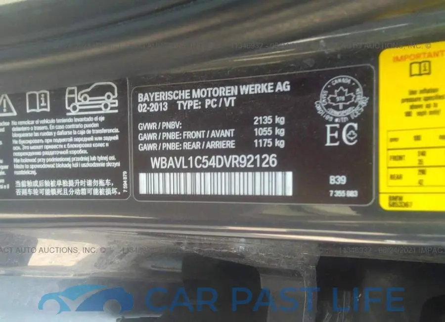WBAVL1C54DVR92126# 9