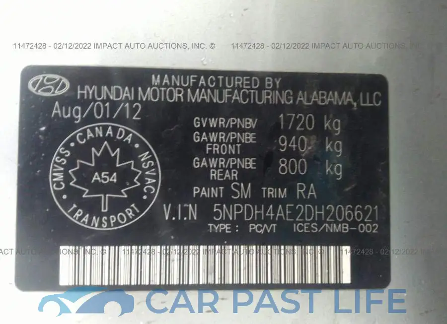 5NPDH4AE2DH206621# 9
