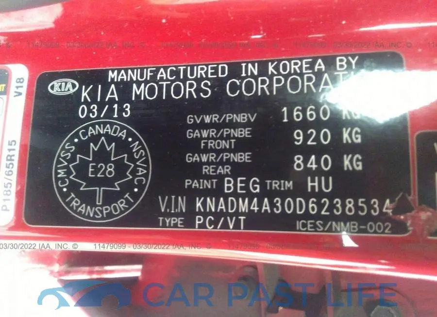 KNADM4A30D6238534# 9