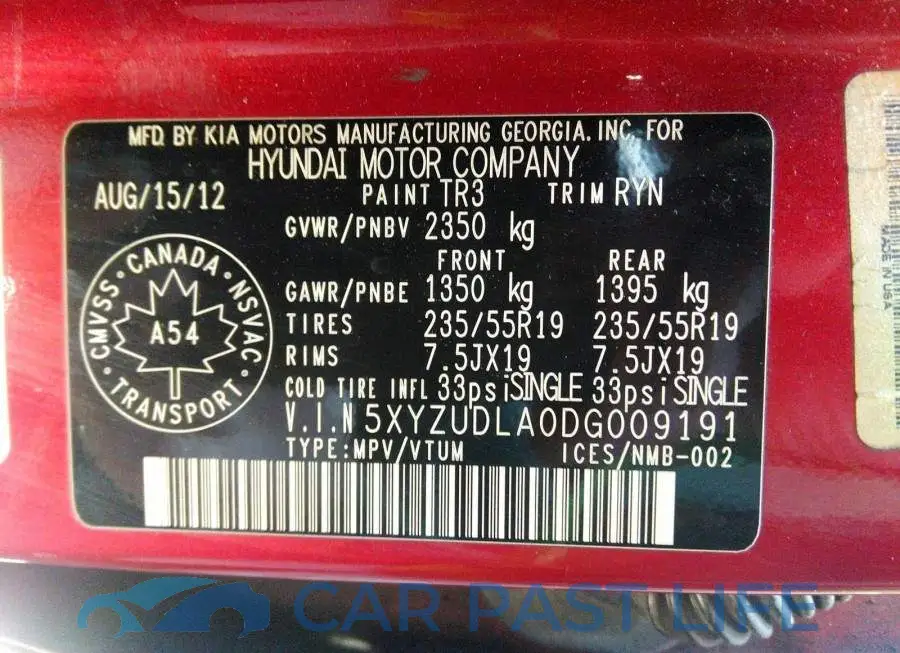 5XYZUDLA0DG009191# 9