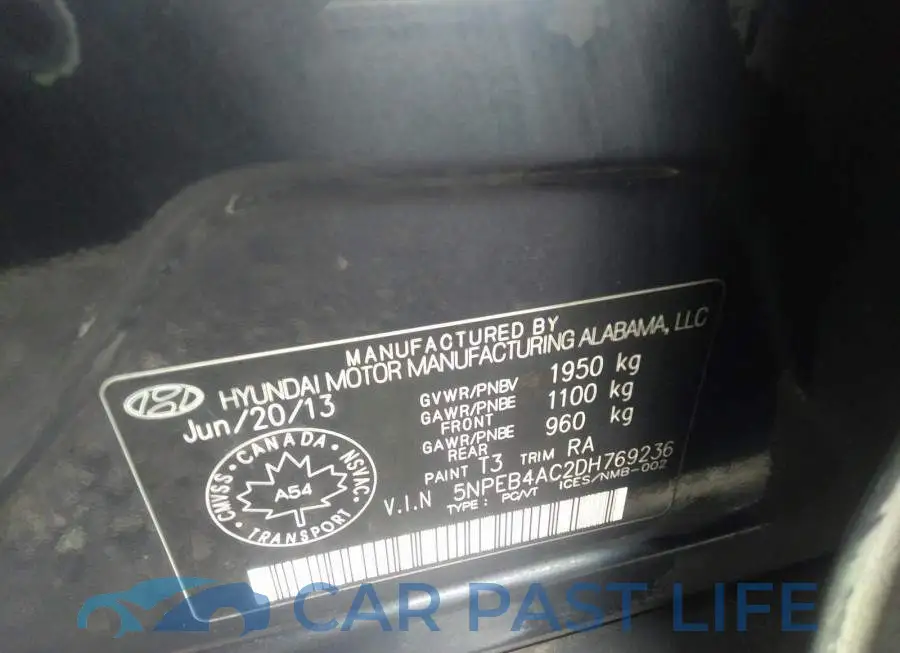 5NPEB4AC2DH769236# 9