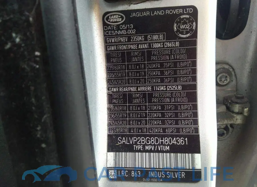 SALVP2BG8DH804361# 9