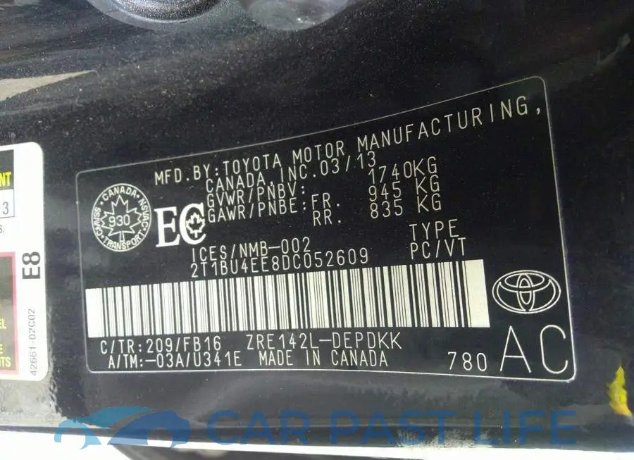 2T1BU4EE8DC052609# 9