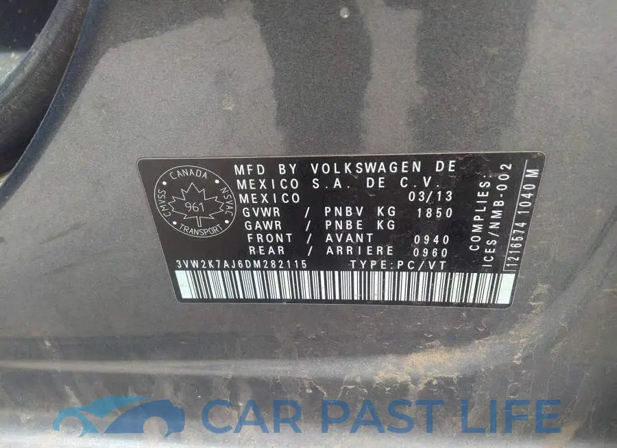 3VW2K7AJ6DM282115# 9