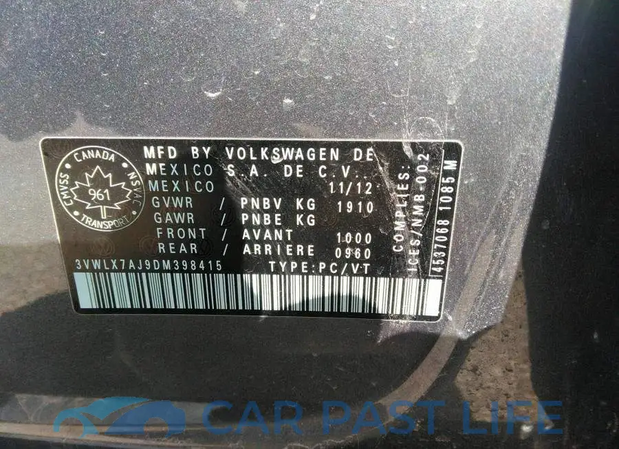 3VWLX7AJ9DM398415# 9