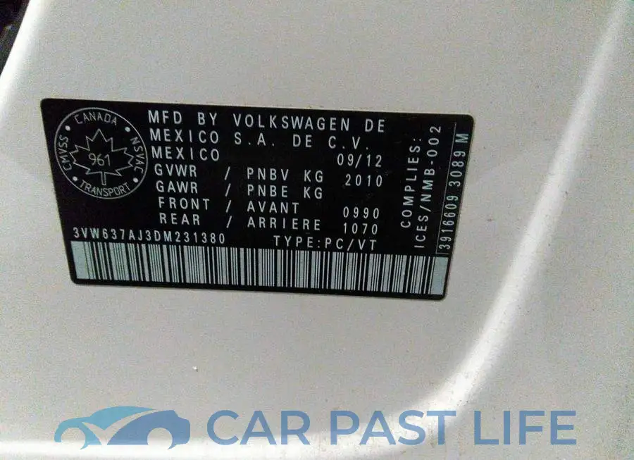 3VW637AJ3DM231380# 9
